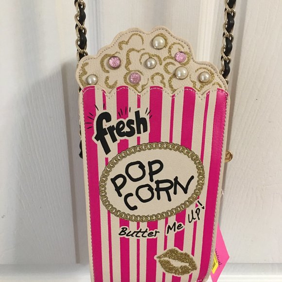 Betsey Johnson Love My Popcorn Crossbody Purse - Phone Case  Bet2 - Picture 1 of 12